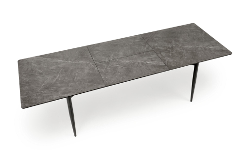 CHARLES stół rozkładany 180-260/90/76/80-170 cm; blat - popielaty marmur, nogi - czarny