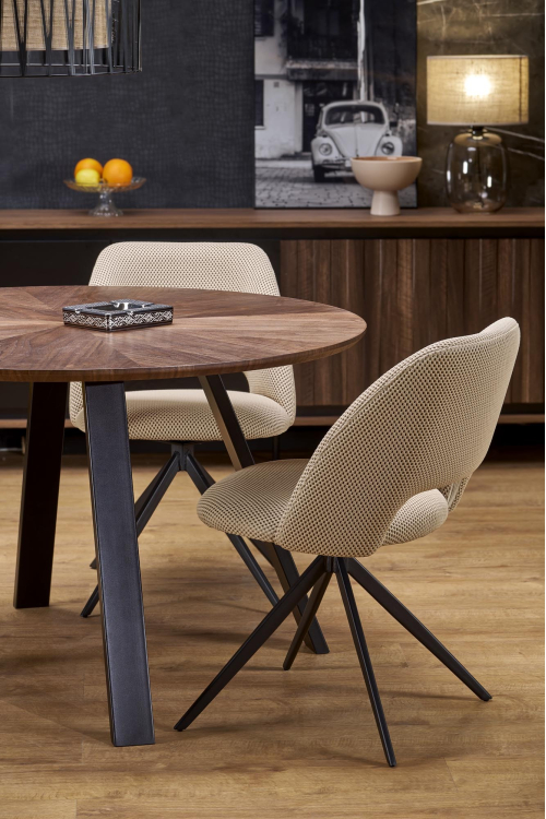 DANILO stół okrągły fi 120/74/65 cm, blat - orzechowy, nogi - czarny