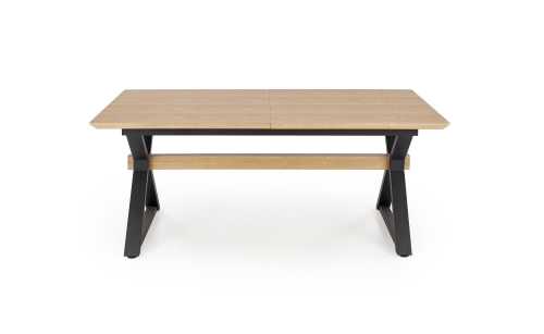 HENRY stół rozkładany 180-300/100/75/136 cm, blat - naturalny, nogi - czarny