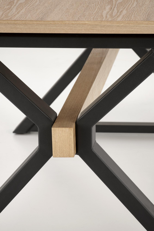 HENRY stół rozkładany 180-300/100/75/136 cm, blat - naturalny, nogi - czarny