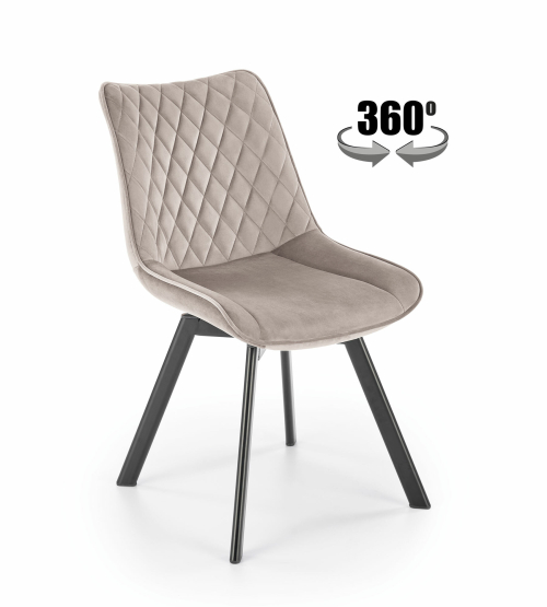 K520 krzesło nogi - czarne, siedzisko - beżowy z funkcją obrotu
