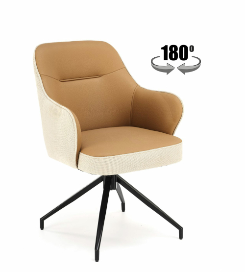 K527 krzesło brązowy / beżowy z funkcją obrotu
