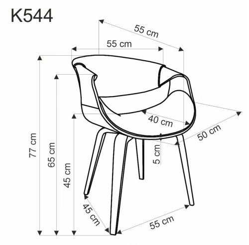 K544 krzesło popielaty / orzechowy