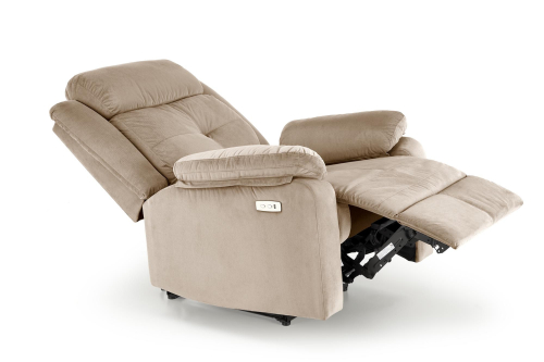 LORIS fotel z funkcją elektrycznego rozkładania / gniazdo USB beżowy