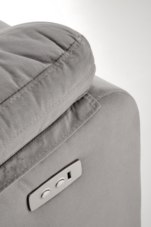 LORIS fotel z funkcją elektrycznego rozkładania / gniazdo USB popielaty