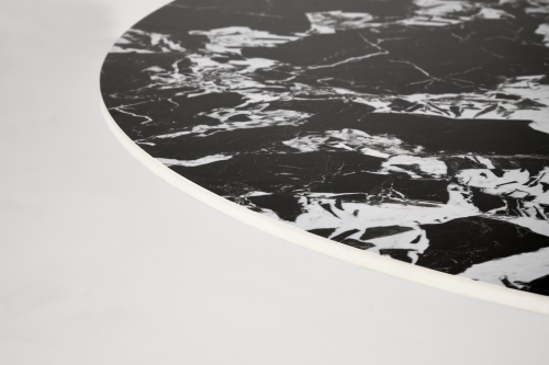 MANUEL stół okrągły 120/77 cm,  blat - czarny marmur, noga - czarny