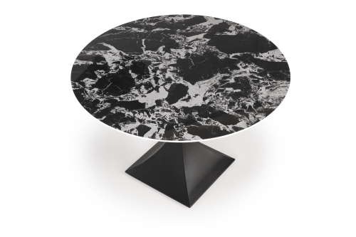 MANUEL stół okrągły 120/77 cm,  blat - czarny marmur, noga - czarny