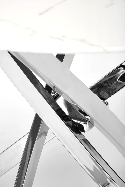 RAYMOND 3 stół fi 100/73 cm, blat - biały marmur, nogi - srebrny