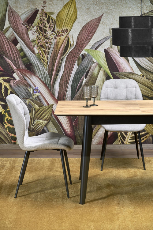 GULIAN stół rozkładany 140-180/80/76 cm, blat - dąb wotan, nogi - czarny