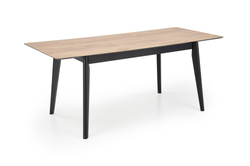 GULIAN stół rozkładany 140-180/80/76 cm, blat - dąb wotan, nogi - czarny