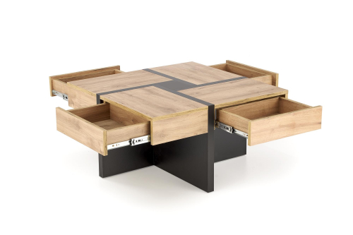 SEVILLA S ława z szufladami, blat: dąb craft, nogi: czarny 