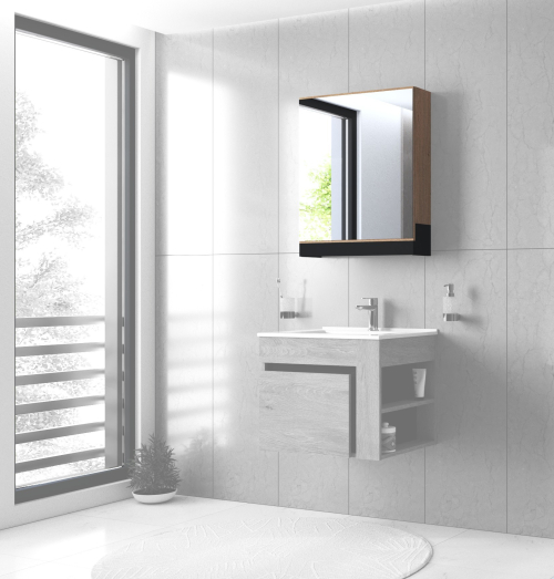 Szafka lustrzana DUESA 60/1D dąb złoty