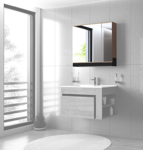 Szafka lustrzana DUESA 80/2D dąb złoty