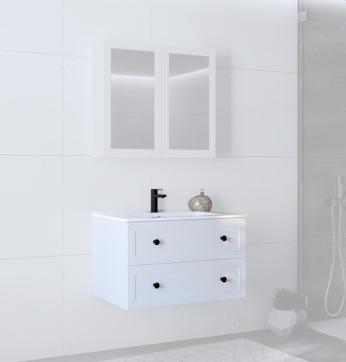 TORETO Szafka pod umywalkę 80/2S (MDF ramiak) biały