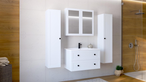 TORETO Szafka pod umywalkę 80/2S (MDF ramiak) biały