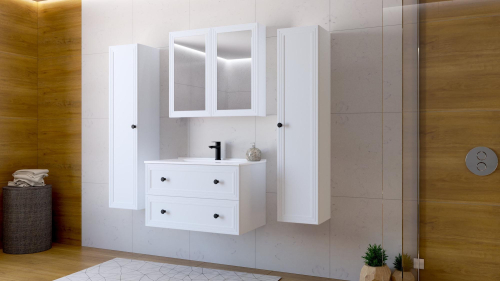 TORETO Szafka pod umywalkę 80/2S (MDF ramiak) biały