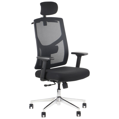 CURTIZ Fotel biurowy obrotowy czarny podstawa chromowana