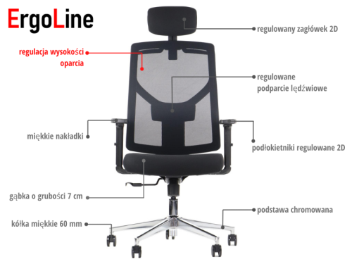 CURTIZ Fotel biurowy obrotowy czarny podstawa chromowana