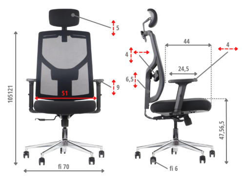 CURTIZ Fotel biurowy obrotowy czarny podstawa chromowana