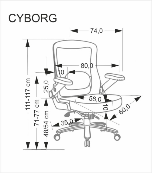 Fotel gabinetowy CYBORG- obciążenie do 180 kg
