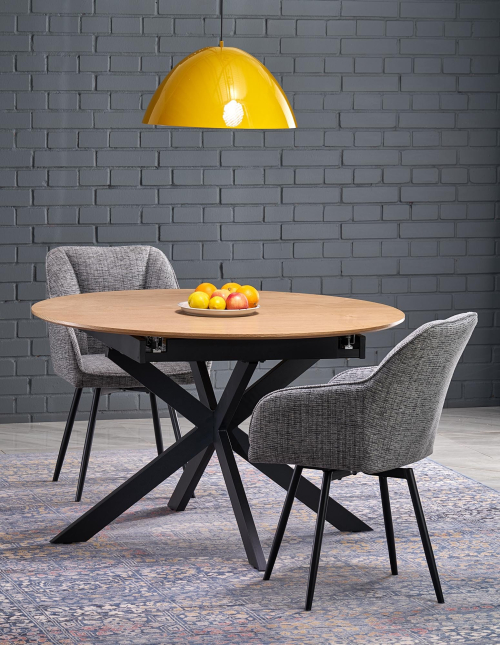 ACORD stół rozkładany 120-200 x 120 x 75 cm, naturalny / czarny