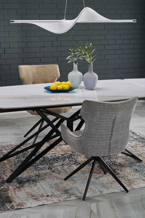 ALFREDO stół rozkładany 160-240/91/76 cm, biały marmur / czarny