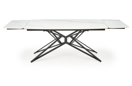 ALFREDO stół rozkładany 160-240/91/76 cm, biały marmur / czarny