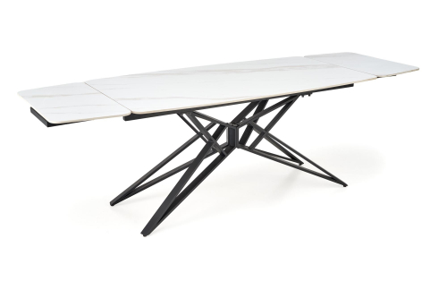 ALFREDO stół rozkładany 160-240/91/76 cm, biały marmur / czarny