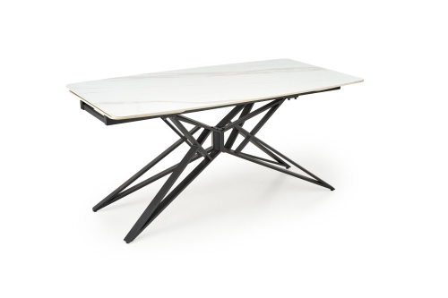 ALFREDO stół rozkładany 160-240/91/76 cm, biały marmur / czarny