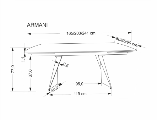 ARMANI stół rozkładany, czarny marmur / czarny