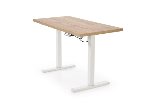 B54 biurko z funkcją regulacji wysokości, blat - dąb artisan, stelaż - biały