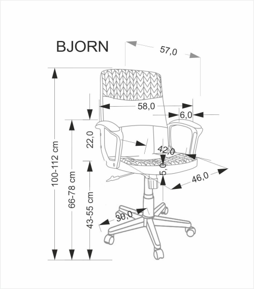 BJORN fotel obrotowy czarno-popielaty