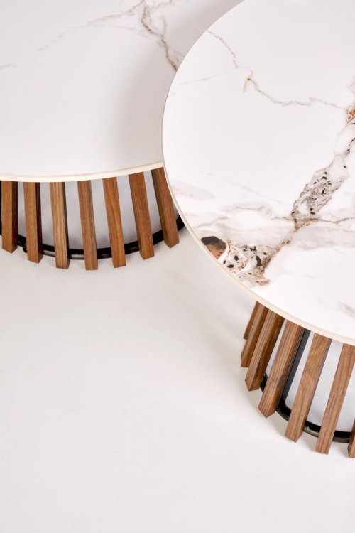 CARINA_S  ława beżowy marmur / orzechowy