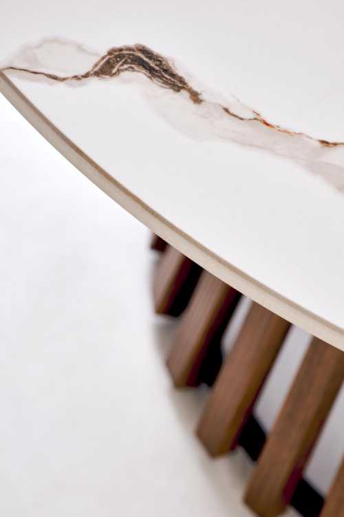 CARINA  ława beżowy marmur / orzechowy