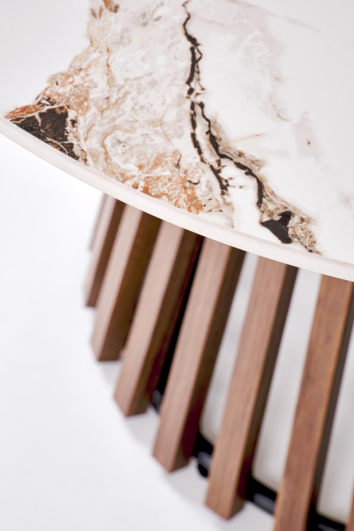 CARINA  ława beżowy marmur / orzechowy