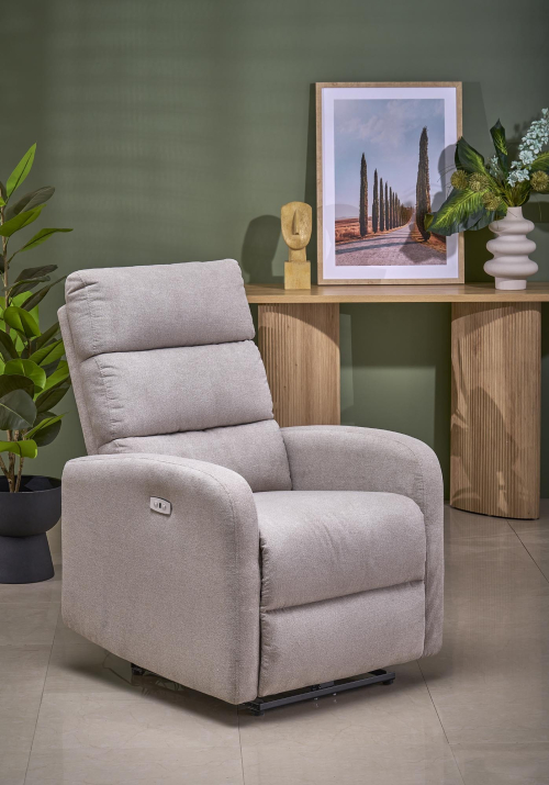 CARINIO fotel wypoczynkowy rozkładany/masaź jasny beżowy