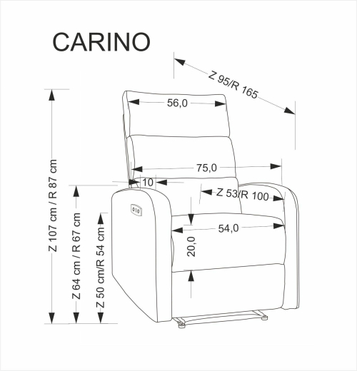 CARINIO fotel wypoczynkowy popielaty