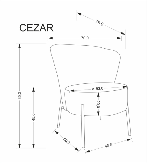 CEZAR fotel wypoczynkowy, beżowy