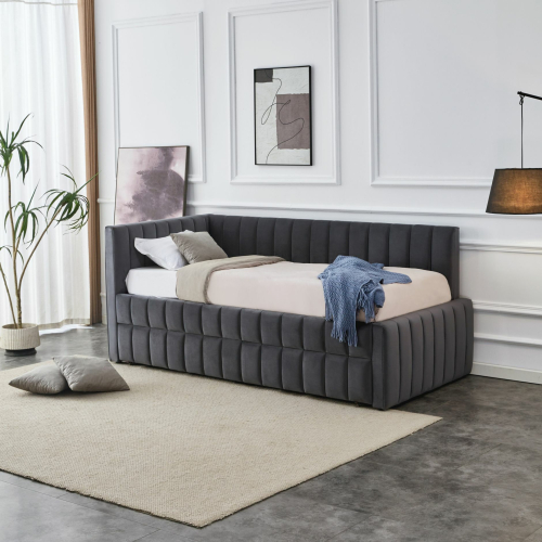 DERBY łóżko z wysuwanym dolnym materacem, popielaty