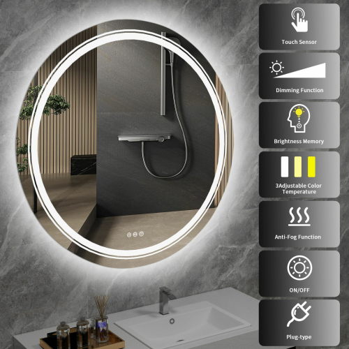 DOVER 60 lustro ścienne łazienkowe, srebrny