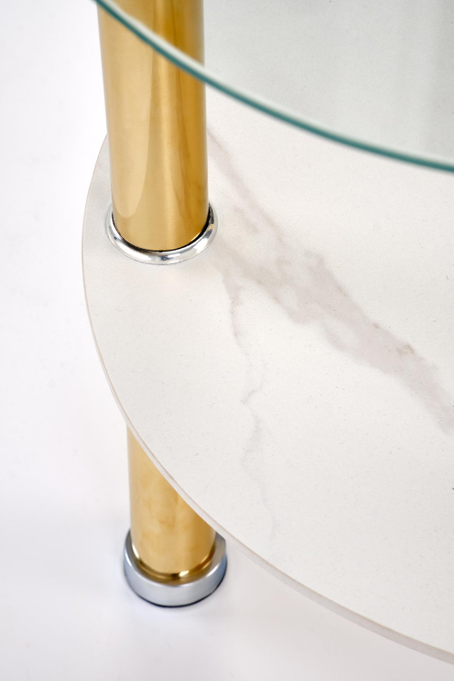 DUCAT S ława, biały marmur / transparentny / złoty