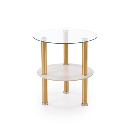 DUCAT S ława, biały marmur / transparentny / złoty