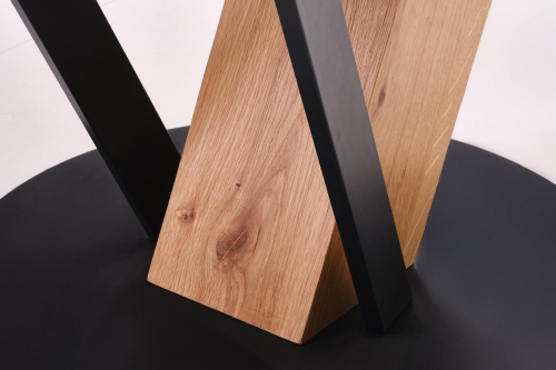 FANIS okrągły stół rozkładany 120-160/120/78 cm, naturalny / czarny