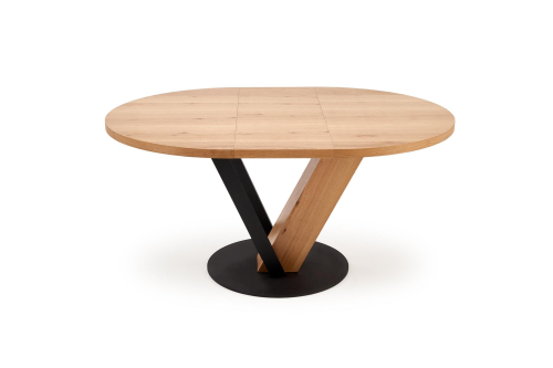 FANIS okrągły stół rozkładany 120-160/120/78 cm, naturalny / czarny