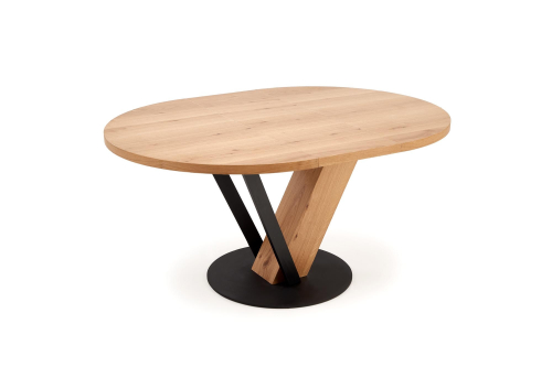 FANIS okrągły stół rozkładany 120-160/120/78 cm, naturalny / czarny