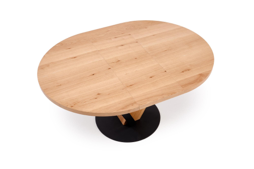 FANIS okrągły stół rozkładany 120-160/120/78 cm, naturalny / czarny