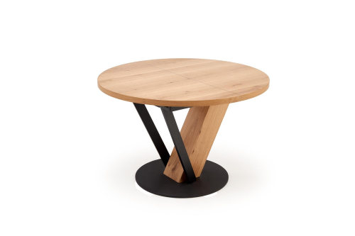 FANIS okrągły stół rozkładany 120-160/120/78 cm, naturalny / czarny