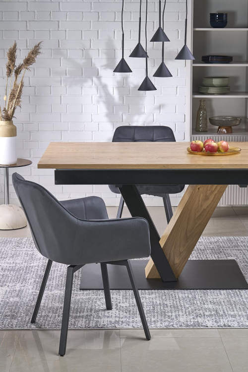 FANIS stół rozkładany 160-220/90/78 cm, naturalny / czarny