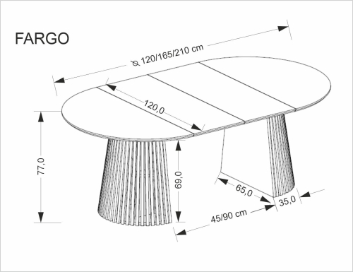 FARGO stół rozkładany, blat - naturalny, nogi - naturalny