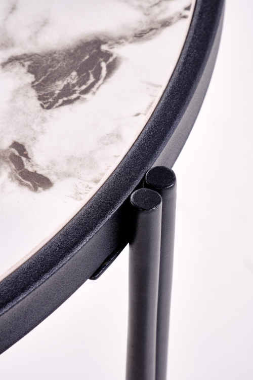 FATIMA zestaw 2 ław, biały marmur / czarny